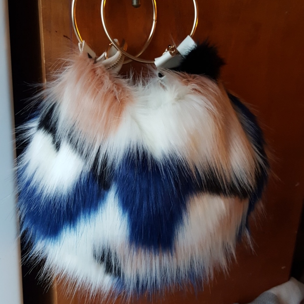 Fuzzy faux fur handbag